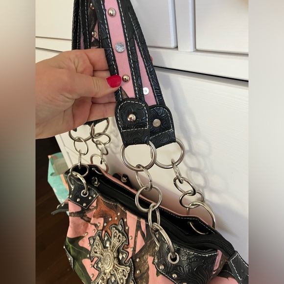Cowgirl Trendy Pink Camouflage Bedazzled Purse Y2K - Picture 5 of 10
